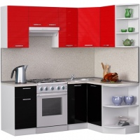 Мегаэлатон Кухня лиана лайн, 200x60x217 см, черный, красный,~(MNH1ZF5)