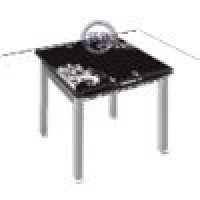 NoName Стеклянный стол чёрный с белым рисунком ТВ-017-4 ДП24, стекло 10 мм.