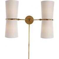 Visual Comfort Clarkson Double Wall Sconce (Hand-Rubbed Brass)-OPEN BOX OB-ARN 2003HAB-L, опенбокс