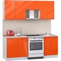 Мегаэлатон Кухня лиана хай-тек, 200x60x217 см, оранжевый,~(IG16B-NN)