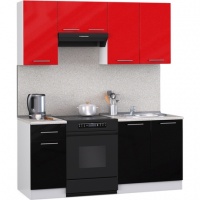 Мегаэлатон Кухня лиана хай-тек, 160x60x217 см, черный, красный,~(FJJ-T7O-T)