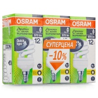 Osram Упаковка ламп 3шт.  Dulux Superstar Micro Twist 15Вт, 827, E14