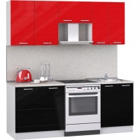 Мегаэлатон Кухня лиана лайн, 200x60x217 см, черный, красный,~(EDOSHG-K)