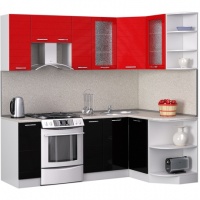 Мегаэлатон Кухня лиана лайн, 220x60x217 см, черный, красный,~(K-45P-U61)